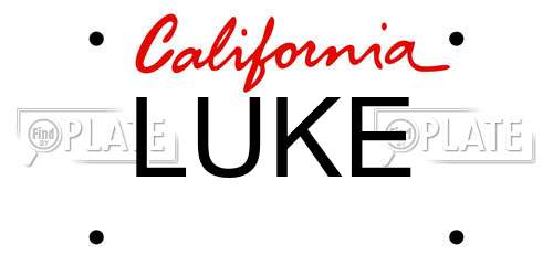 LUKE California License Plate