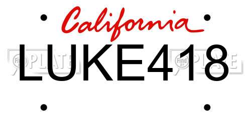 LUKE418 California License Plate