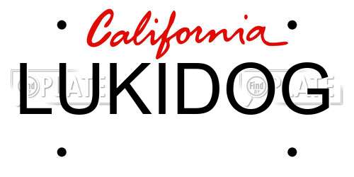 LUKIDOG California License Plate
