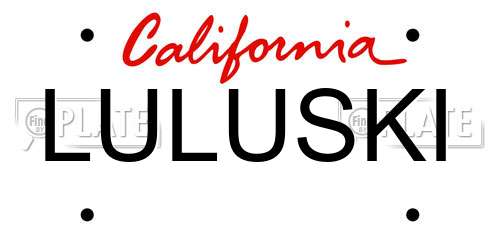 LULUSKI California License Plate