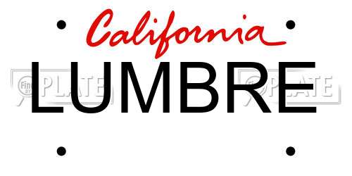LUMBRE California License Plate