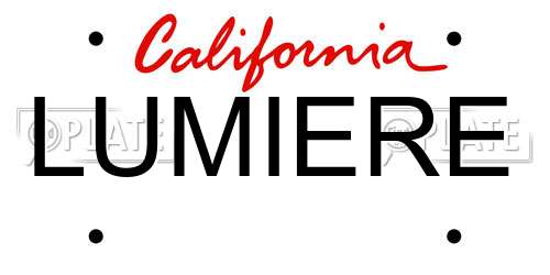 LUMIERE California License Plate