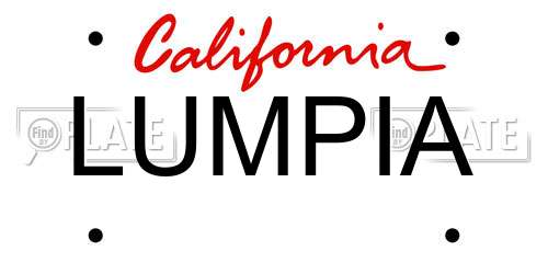 LUMPIA California License Plate