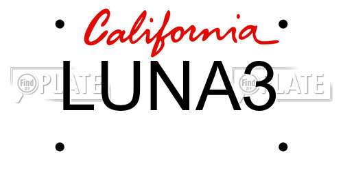 LUNA3 California License Plate