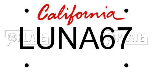 LUNA67 California License Plate