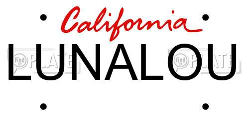LUNALOU California License Plate