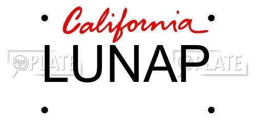 LUNAP California License Plate