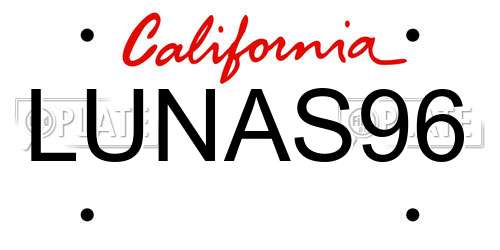 LUNAS96 California License Plate