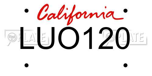 LUO120 California License Plate