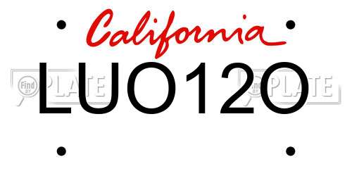 LUO12O California License Plate