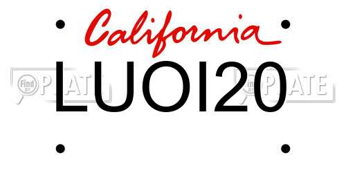 LUOI20 California License Plate
