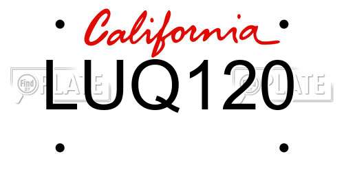 LUQ120 California License Plate