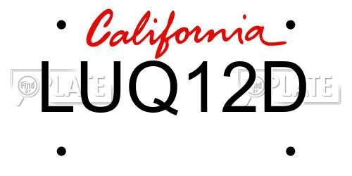 LUQ12D California License Plate