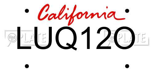 LUQ12O California License Plate