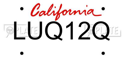 LUQ12Q California License Plate