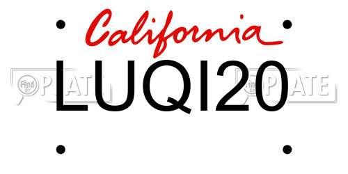 LUQI20 California License Plate