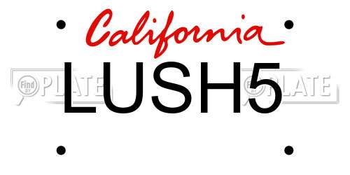 LUSH5 California License Plate