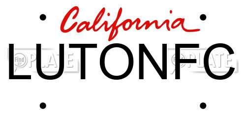 LUTONFC California License Plate