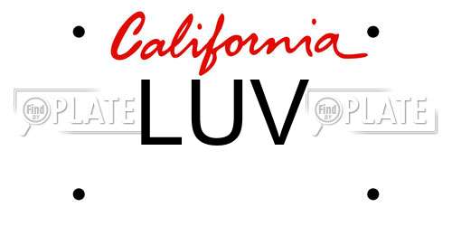LUV California License Plate