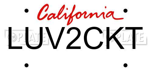 LUV2CKT California License Plate