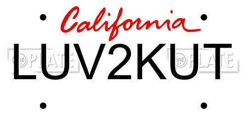 LUV2KUT California License Plate