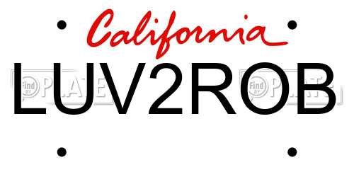 LUV2ROB California License Plate