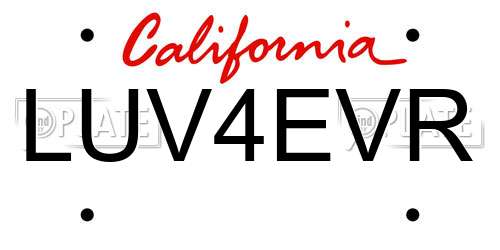 LUV4EVR California License Plate