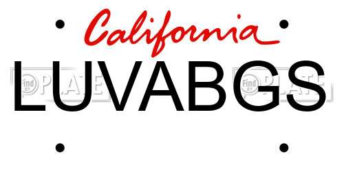 LUVABGS California License Plate
