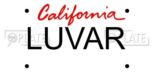 LUVAR California License Plate