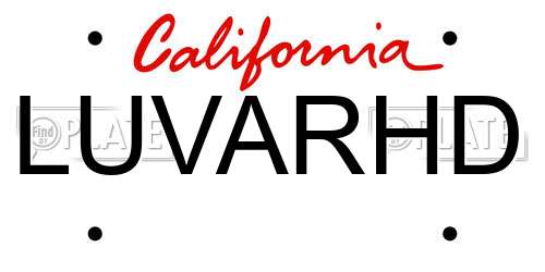 LUVARHD California License Plate