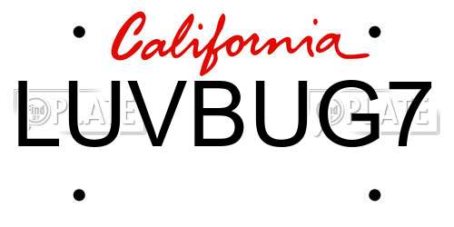 LUVBUG7 California License Plate