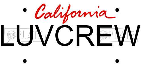 LUVCREW California License Plate