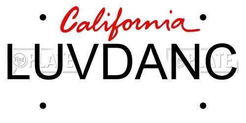 LUVDANC California License Plate