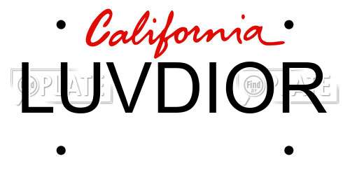 LUVDIOR California License Plate