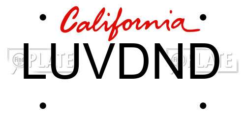 LUVDND California License Plate