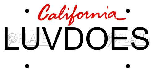 LUVDOES California License Plate
