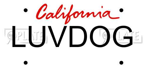 LUVDOG California License Plate