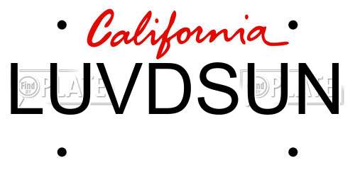 LUVDSUN California License Plate