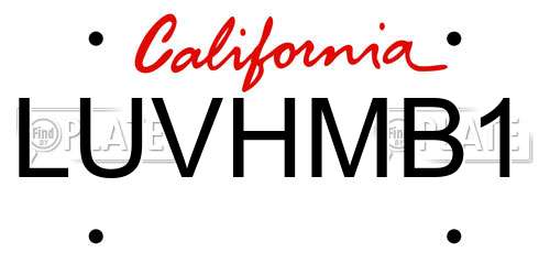 LUVHMB1 California License Plate
