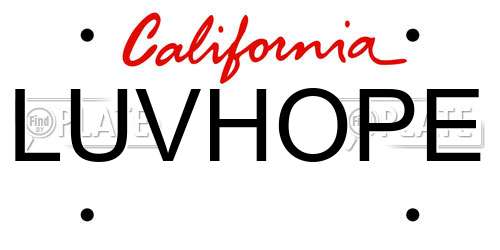 LUVHOPE California License Plate