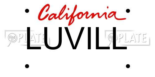 LUVILL California License Plate