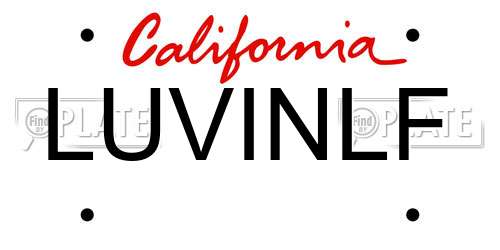 LUVINLF California License Plate