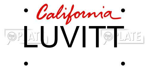 LUVITT California License Plate