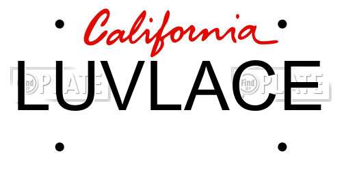 LUVLACE California License Plate