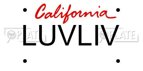 LUVLIV California License Plate