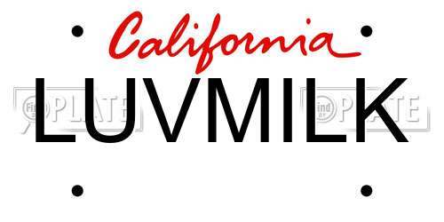 LUVMILK California License Plate