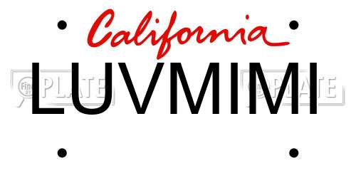 LUVMIMI California License Plate