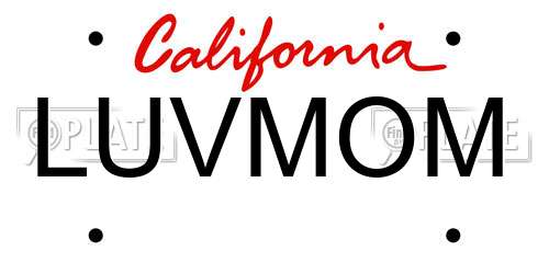 LUVMOM California License Plate