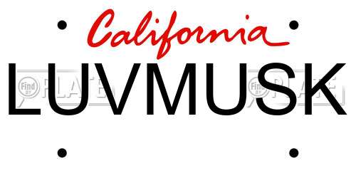 LUVMUSK California License Plate