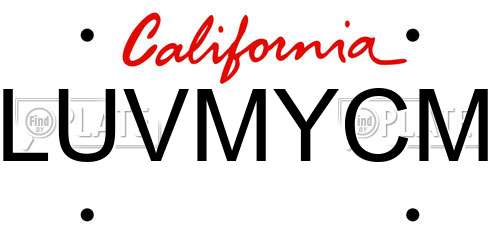 LUVMYCM California License Plate